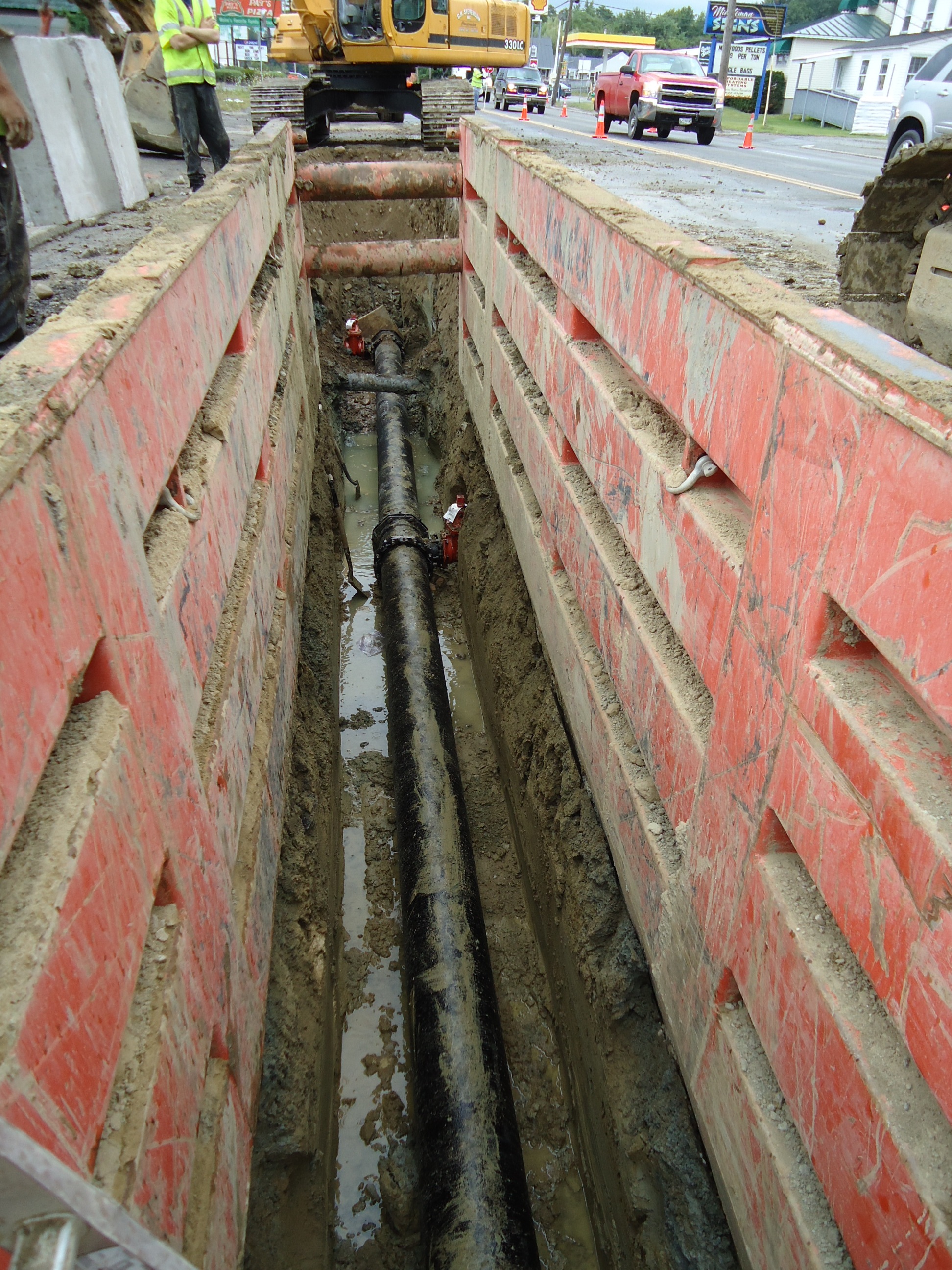 Pipe being laid in the ground